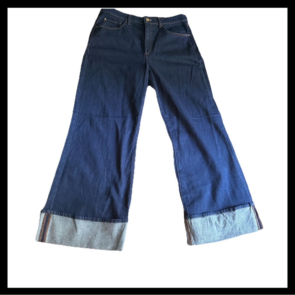 Ann Taylor Indigo cuffed palazzo Jeans - Picture 3 of 4